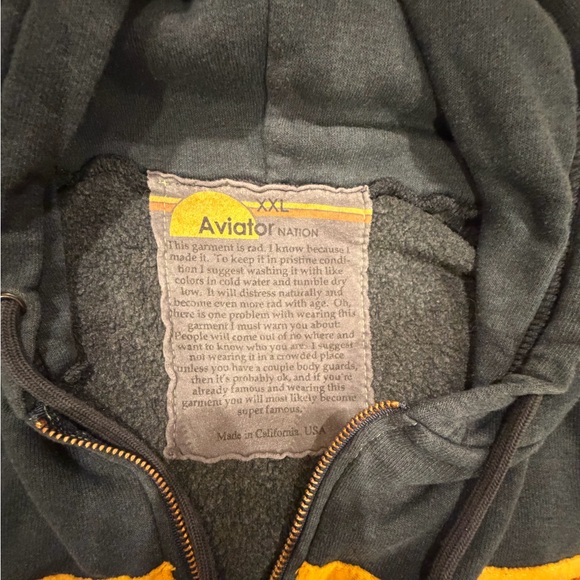 Aviator Nation Gray Hoodie with Colorful Stripes XXL - Picture 3 of 3